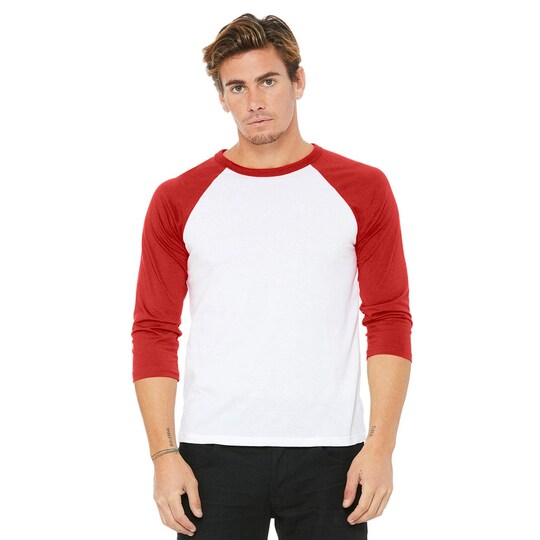BELLA+CANVAS Three-Quarter Crewneck Unisex Raglan Baseball Cotton Blend Casual Tee